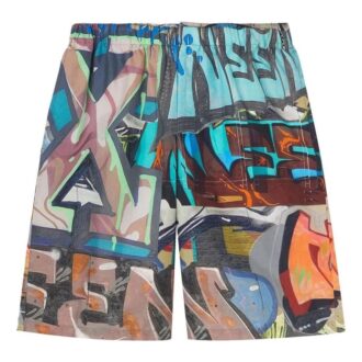 SS22 Shorts à imprimé graffiti intégral, version standard, multicolore