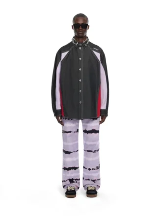 Surchemise en denim à blocs de couleur et cristaux