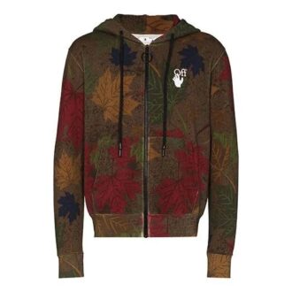 Sweat à capuche avec appliqué camouflage feuille FW20 pour homme, kaki/vert