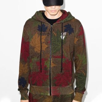 Sweat à capuche avec appliqué camouflage feuille FW20 pour homme, kaki/vert