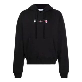 Sweat à capuche avec flèche en acrylique « Black Fuchsia »