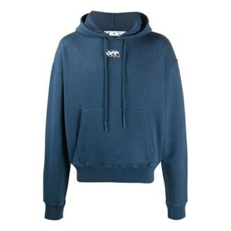 Sweat à capuche avec logo appliqué pour homme, bleu