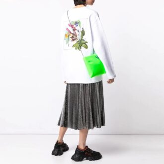 Sweat à capuche blanc ample à col rond et manches longues imprimé à motifs Off-White SS21