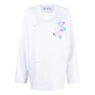 Sweat à capuche blanc ample à col rond et motif logo imprimé Off-White SS21