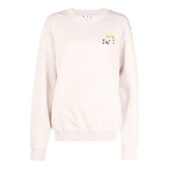Sweat à capuche blanc crème ample imprimé Arrows, carreaux et fleurs Off-White SS21