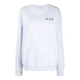 Sweat à capuche bleu clair à col rond avec logo brodé sur la poitrine Off-White SS21