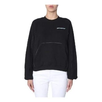Sweat à capuche à col rond Off-White noir avec logo noir