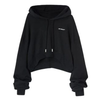 Sweat à capuche court Off-White avec logo brodé « Black »