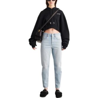 Sweat à capuche court Off-White avec logo brodé « Black »