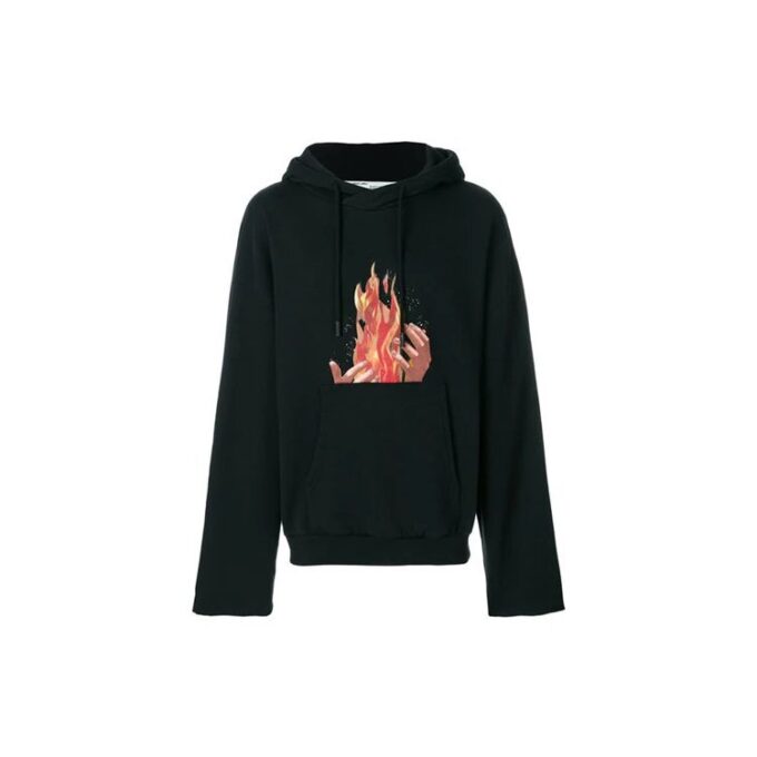 Off-White Hommes Imprimé flammes Noir