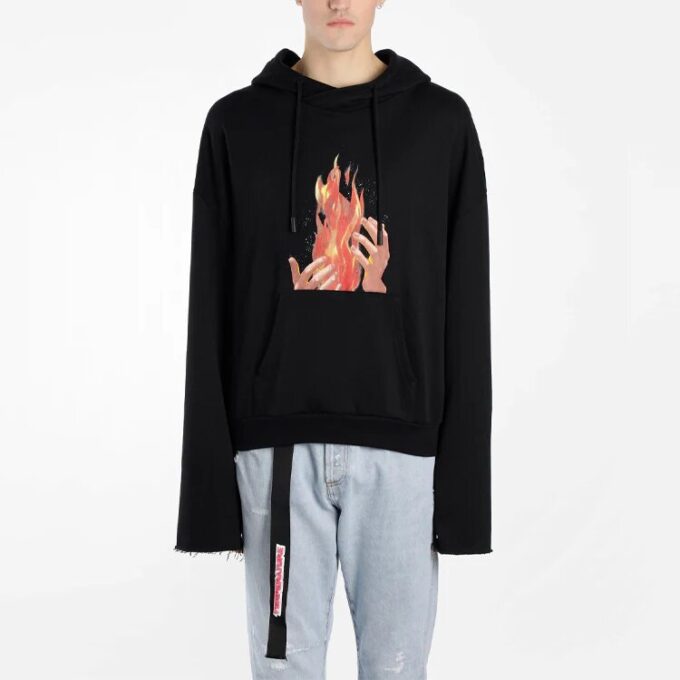Off-White Hommes Imprimé flammes Noir