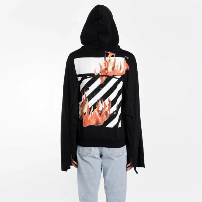 Off-White Hommes Imprimé flammes Noir
