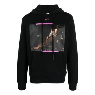 Sweat à capuche en coton imprimé Caravaggio « Black Cyclamen »