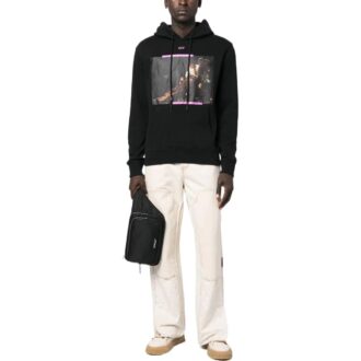 Sweat à capuche en coton imprimé Caravaggio « Black Cyclamen »