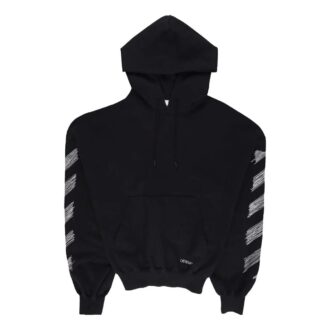 Sweat à capuche en coton imprimé Scribble Diag « Noir »