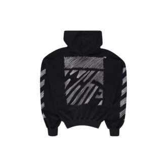 Sweat à capuche en coton imprimé Scribble Diag « Noir »