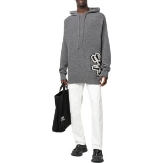 Sweat à capuche en maille intarsia