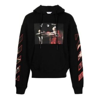 Sweat à capuche imprimé Caravaggio SS21 « Noir Rouge »