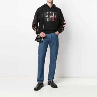 Sweat à capuche imprimé Caravaggio SS21 « Noir Rouge »