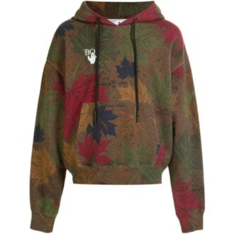 Sweat à capuche imprimé feuilles