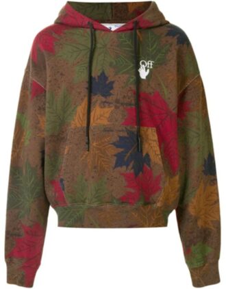 Sweat à capuche imprimé feuilles