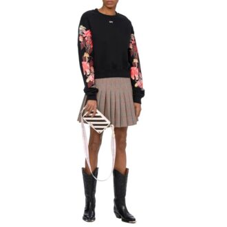 Sweat à capuche à manches longues avec imprimé fleurs et logo Off-White, noir