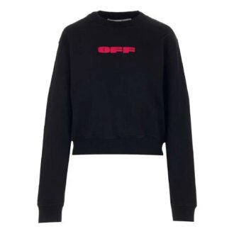 Sweat à capuche à manches longues avec logo Off-White imprimé, version standard, noir