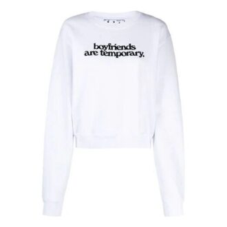 Sweat à capuche à manches longues Off-White avec impression de slogan, version standard, blanc