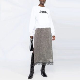 Sweat à capuche à manches longues Off-White avec impression de slogan, version standard, blanc