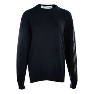 Sweat à capuche noir à col rond en coton avec logo Arrows et doublure en polaire, style décontracté Off-White
