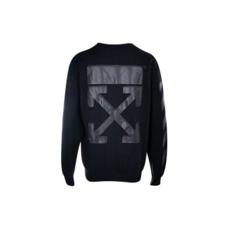 Sweat à capuche noir à col rond en coton avec logo Arrows et doublure en polaire, style décontracté Off-White