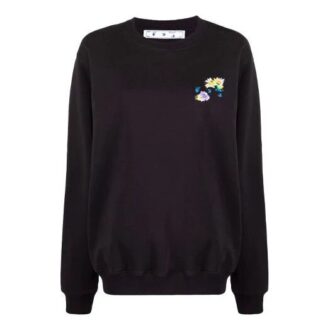Sweat à capuche noir à col rond et manches longues Off-White SS21 à imprimé floral à carreaux