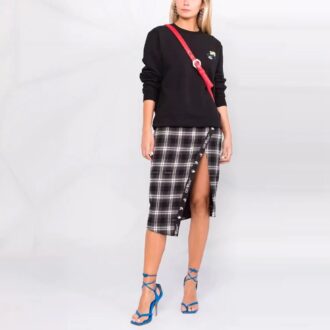Sweat à capuche noir à col rond et manches longues Off-White SS21 à imprimé floral à carreaux