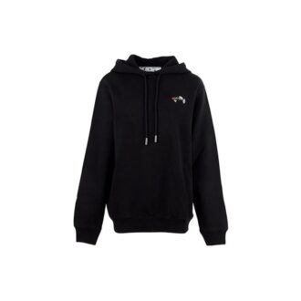 Sweat à capuche Off-White avec flèche brodée de fleurs, noir