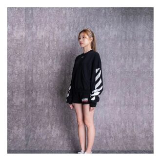 Sweat à capuche Off-White décontracté à col rond et logo color block, noir