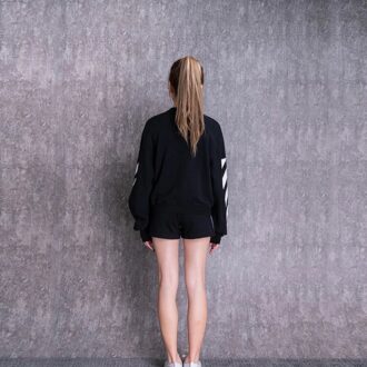 Sweat à capuche Off-White décontracté à col rond et logo color block, noir