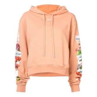 Sweat à capuche Off-White Flowers Printing, coupe ample, rose et rouge