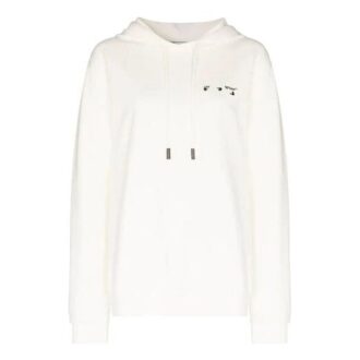 Sweat à capuche Off-White SS21 avec logo brodé et flèches, coupe ample, blanc