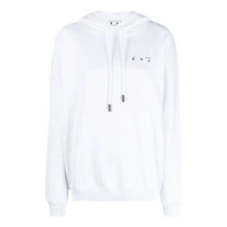 Sweat à capuche Off-White SS21 à logo Flower Arrows brodé, coupe ample, blanc