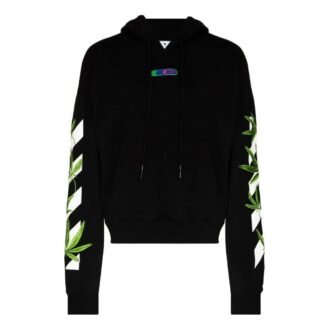 Sweat à capuche oversize Weed Arrows « Noir Blanc Vert »
