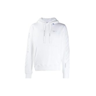 Sweat à capuche sans boutons à manches diagonales, blanc