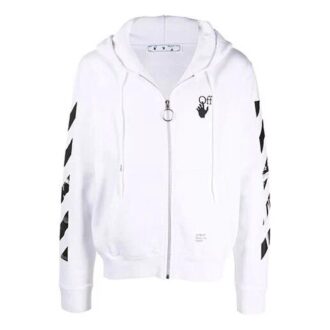 Sweat à capuche zippé Carav Arrow Slim « Blanc/Noir »