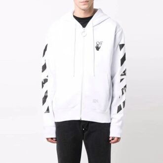 Sweat à capuche zippé Carav Arrow Slim « Blanc/Noir »