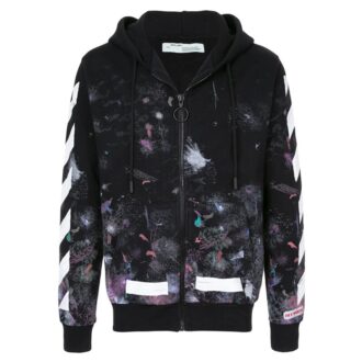 Sweat à capuche zippé Diag Galaxy Brush « Noir Blanc Multicolore »