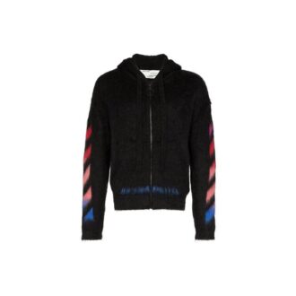 Sweat à capuche zippé en nylon noir Off-White pour homme