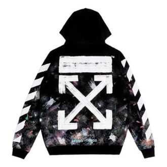 Sweat à capuche zippé à manches longues avec imprimé flèche graffiti, version standard, noir