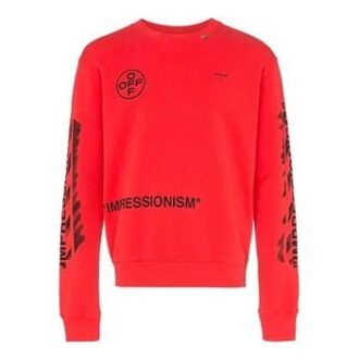 Sweat-shirt à col rond en coton avec logo pour homme SS19 « Impressionism » Rouge