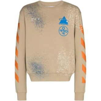 Sweat-shirt à col rond Off-White x Browns 50 pour homme, motif éclaboussures de peinture