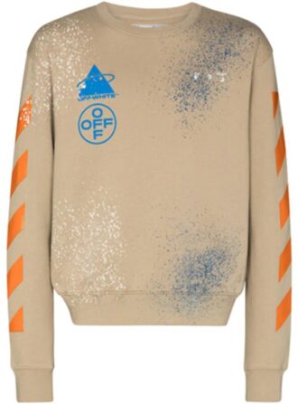 Sweat-shirt à col rond Off-White x Browns 50 pour homme, motif éclaboussures de peinture