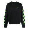 Sweat-shirt en coton à rayures diagonales « Noir »